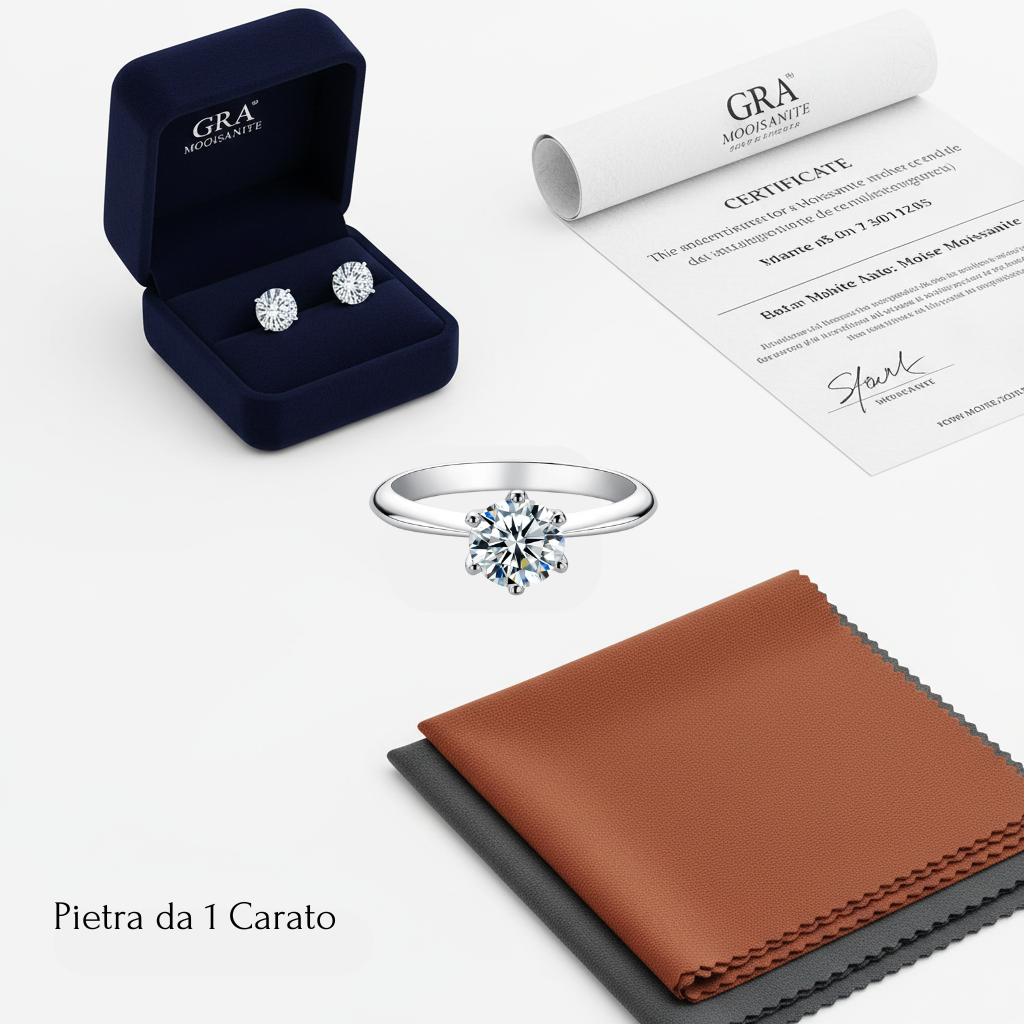 L'Elegante Solitario Moissanite Luxury Gift Set (5 Pezzi)