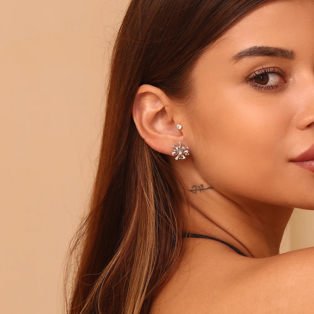 Sunflower Pearl & Zircon Stud Earrings