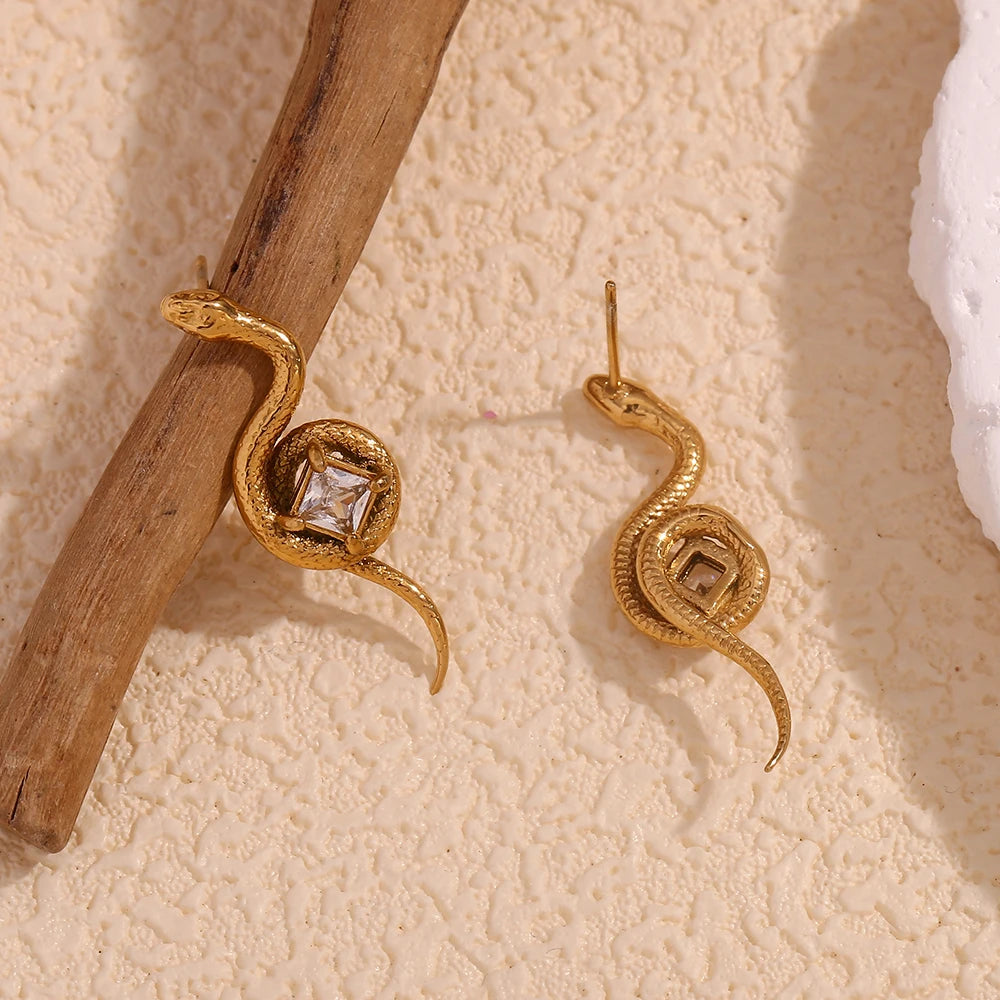 Zircon Snake Earrings