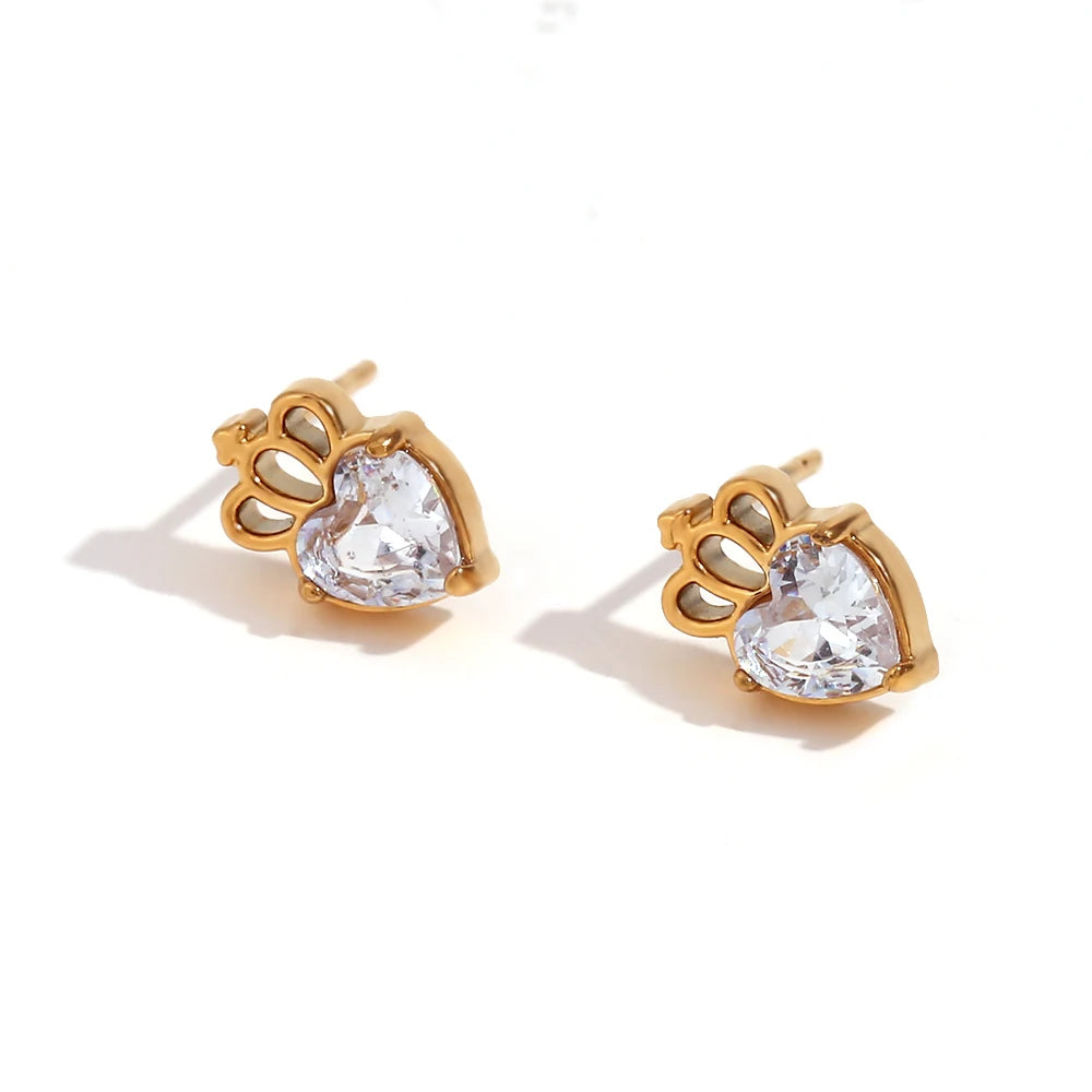 Delicate Zircon Flower Crown Stud Earrings