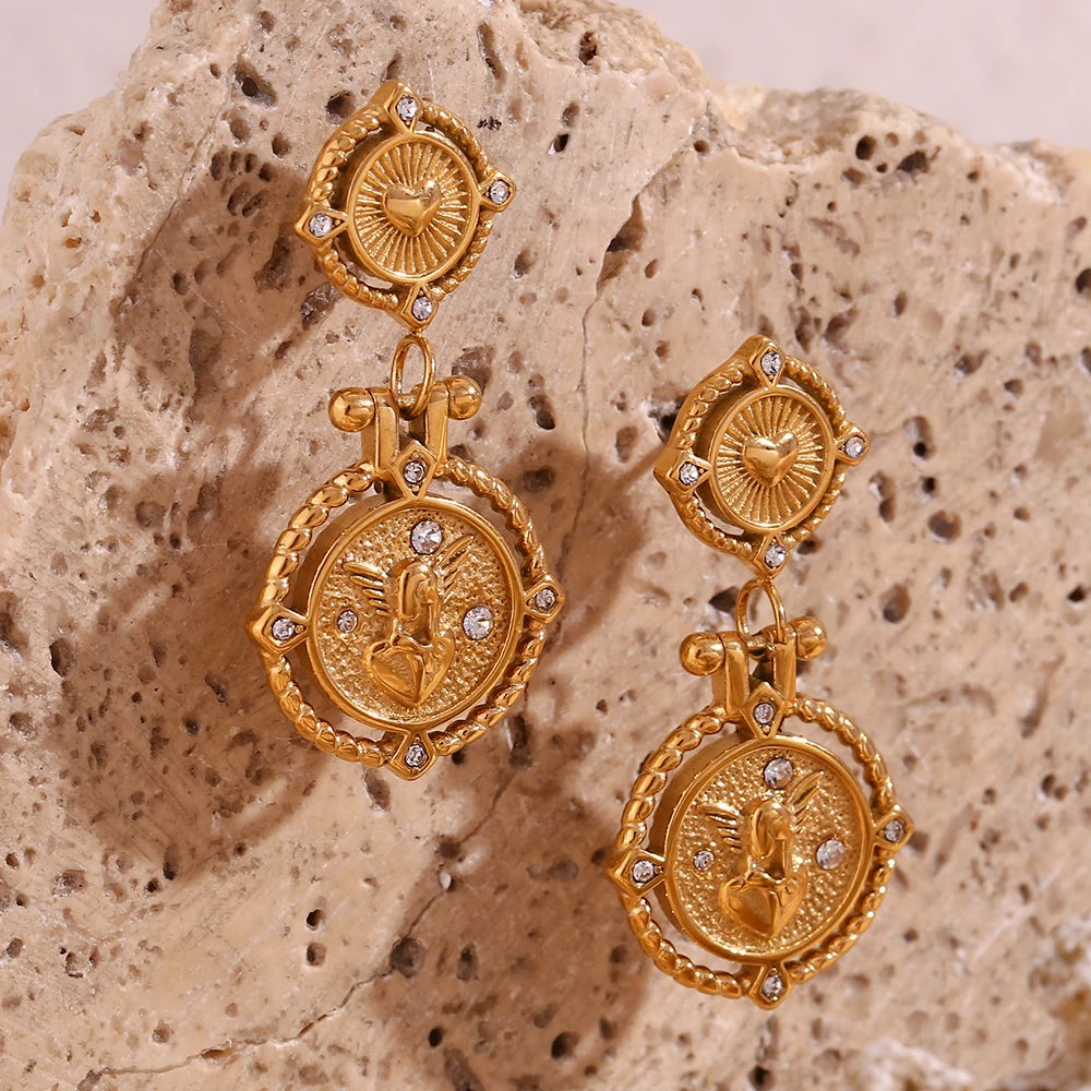 Angel Heart Key Drop Earrings