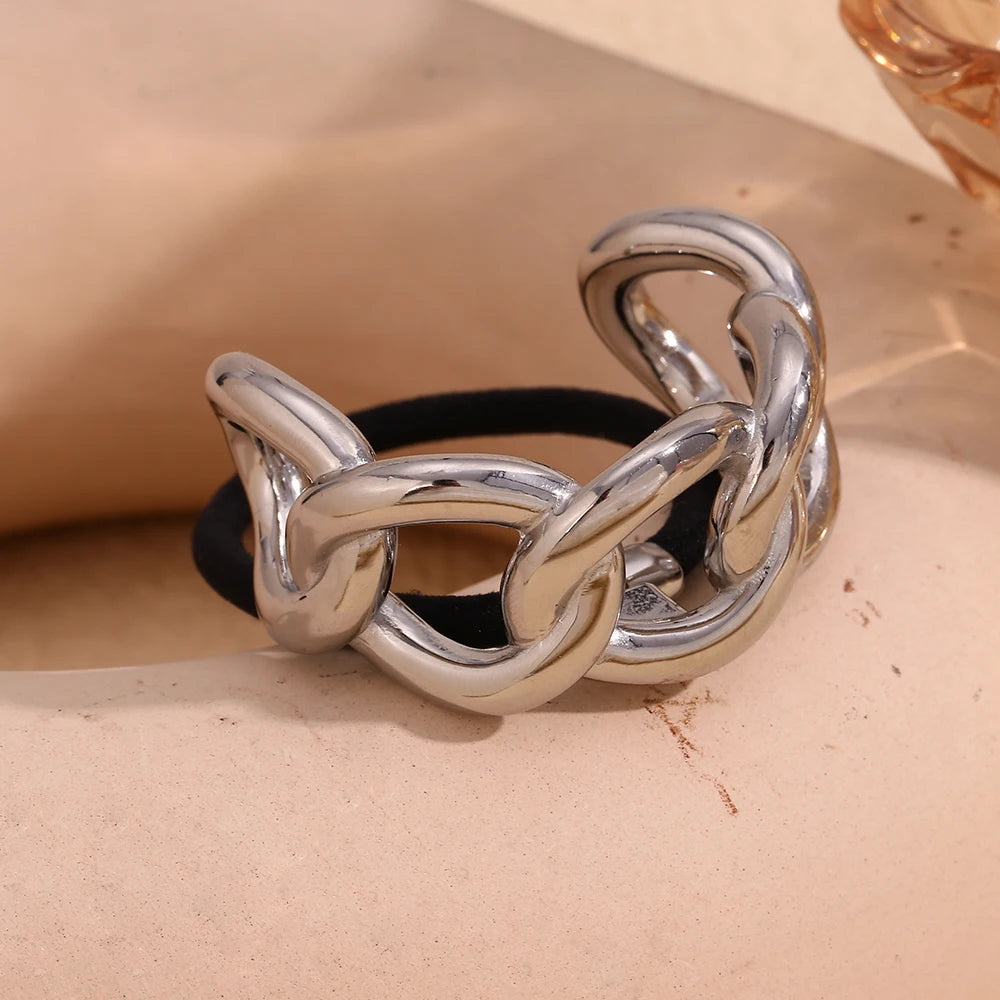 Minimalist Semicircular Titanium Chain Hair Tie 23mm