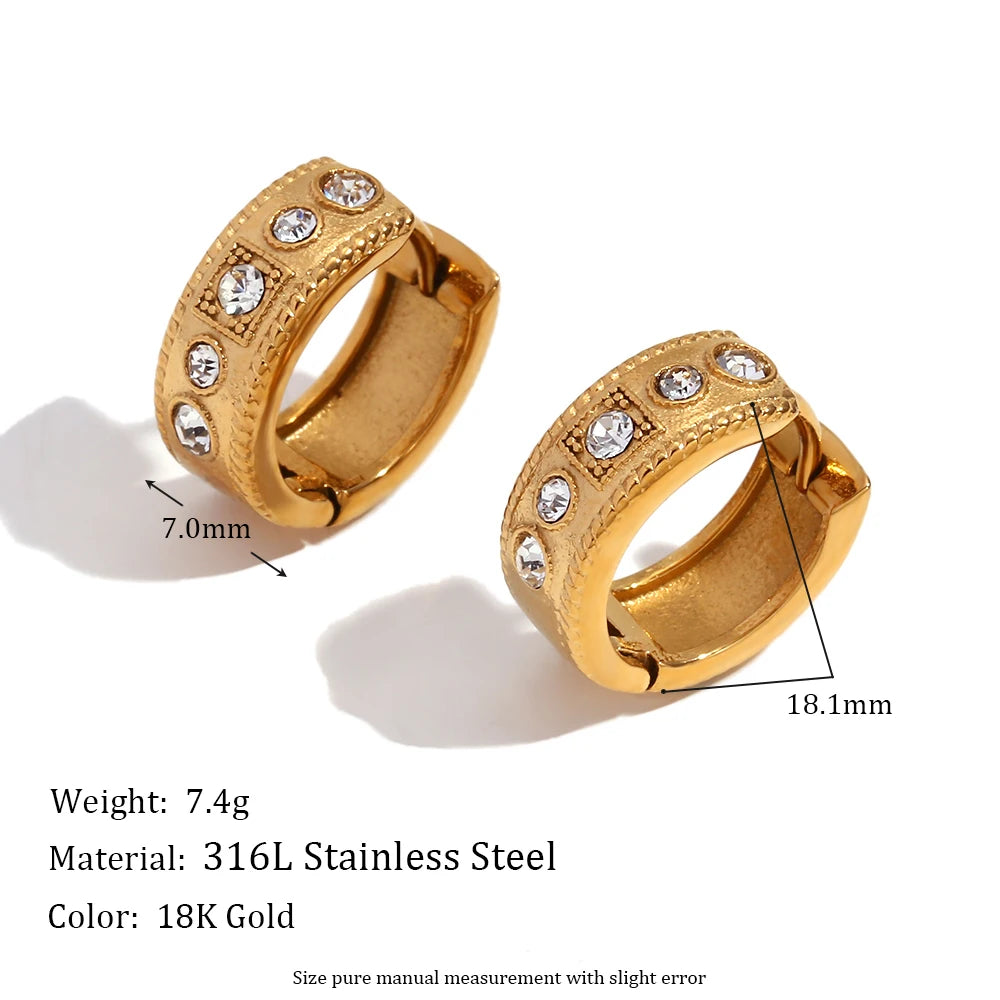 Twist Lace Rhinestone Hoop Earrings
