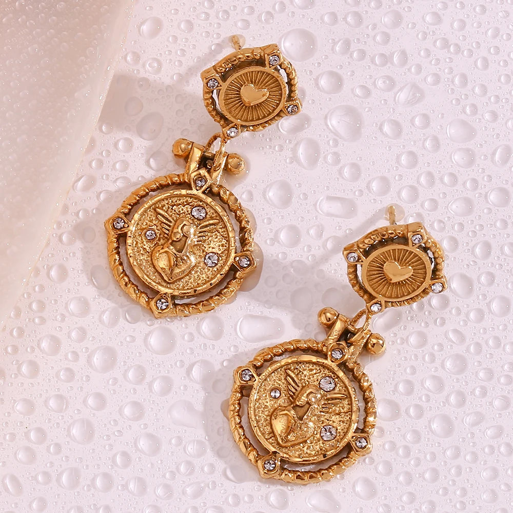 Angel Heart Key Drop Earrings