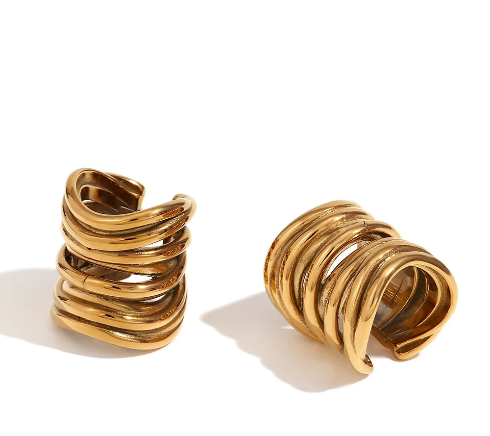 Vintage Multilayer Earrings in Stainless Steel with 18K Gold Plating