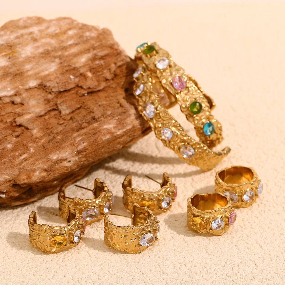Sparkling Zircon Hoop Earrings
