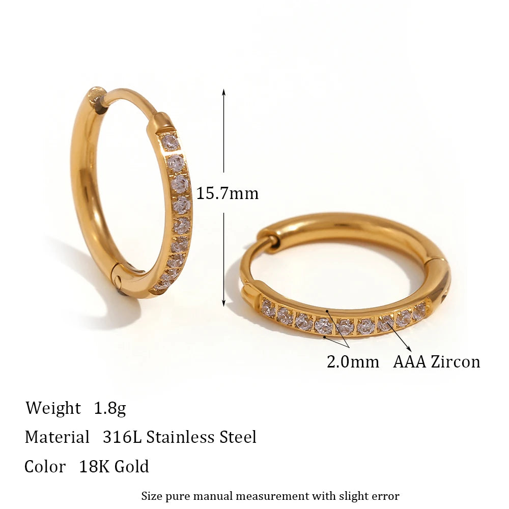 Rounded Edge Zircon Stud Earrings