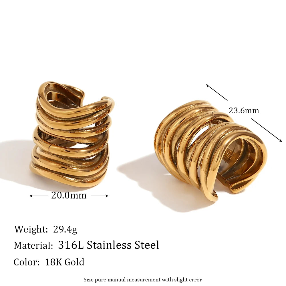 Vintage Multilayer Earrings in Stainless Steel with 18K Gold Plating