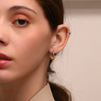 Dual-Tone C-Shape Statement Earrings