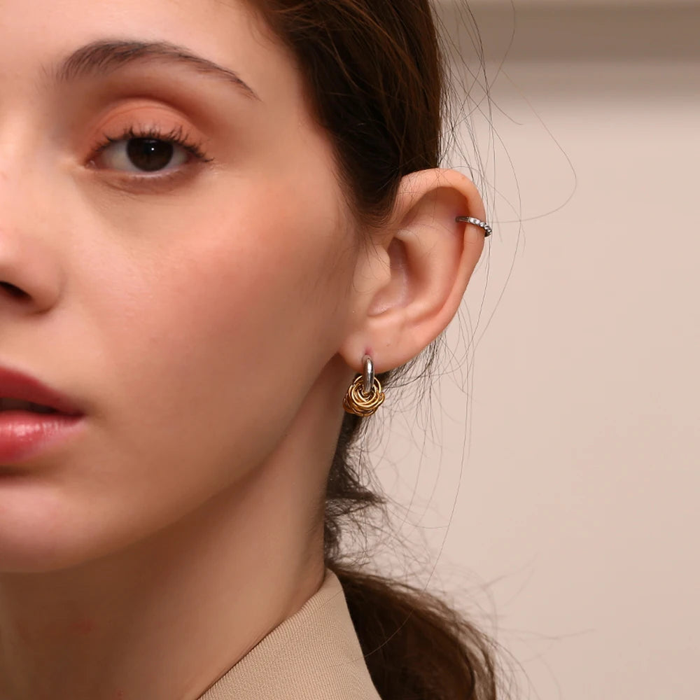 Dual-Tone C-Shape Statement Earrings