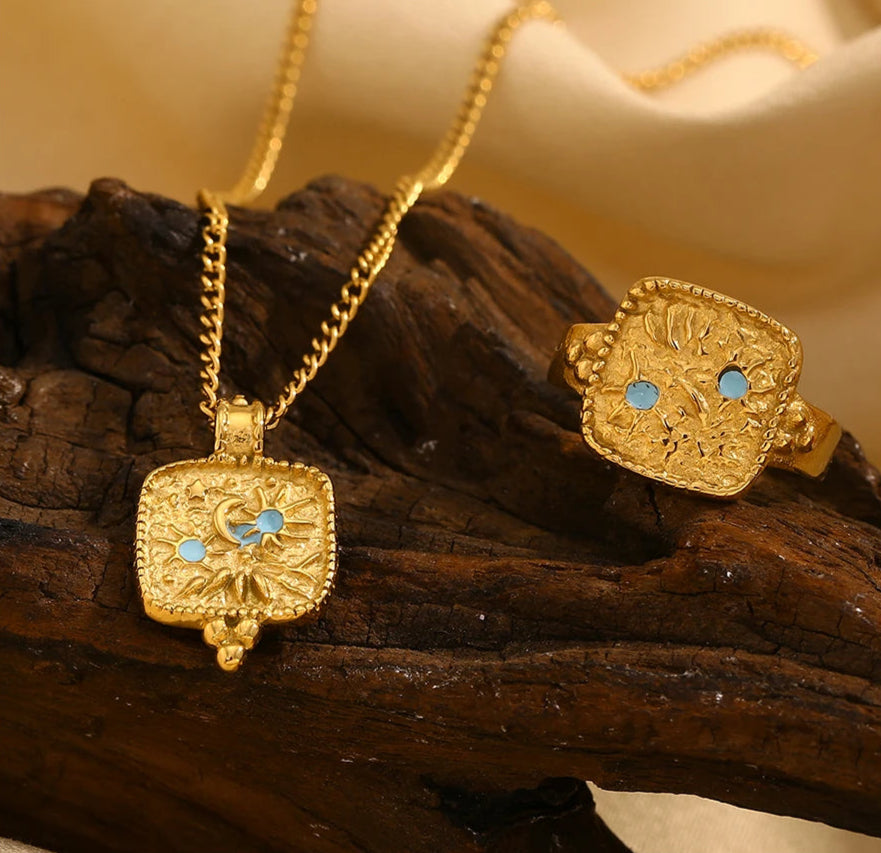 Sun Moon Star Necklace Ring