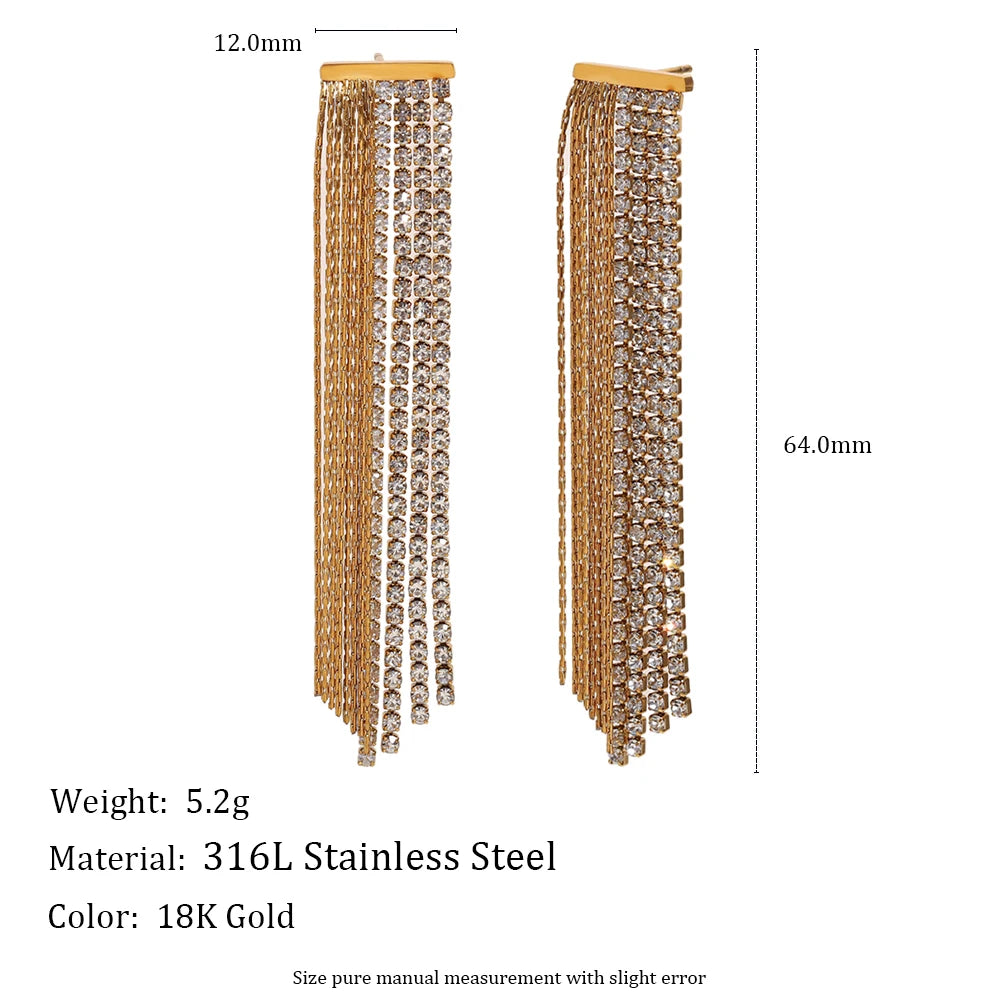 Asymmetrical Earrings with Zirconia in 316L Stainless Steel