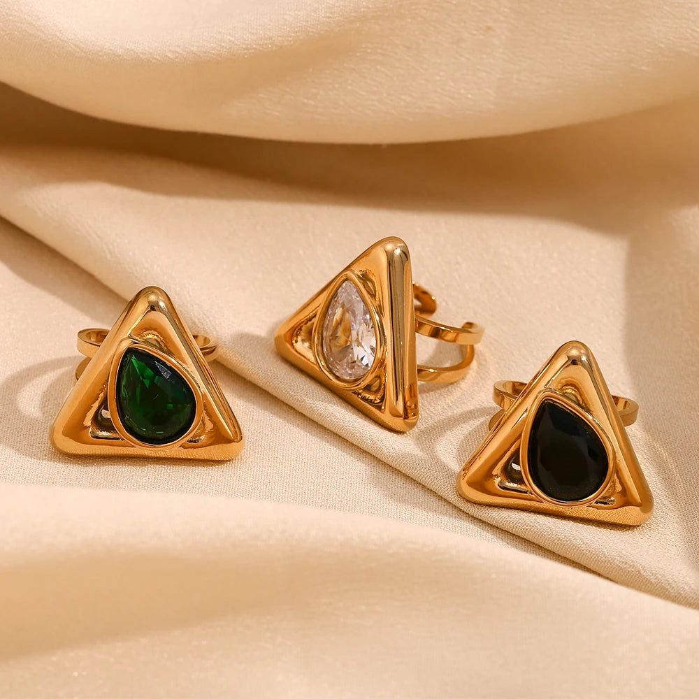 Triangle Water Drop Ring