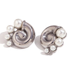 Swirl Snail Shell Pearl Earrings