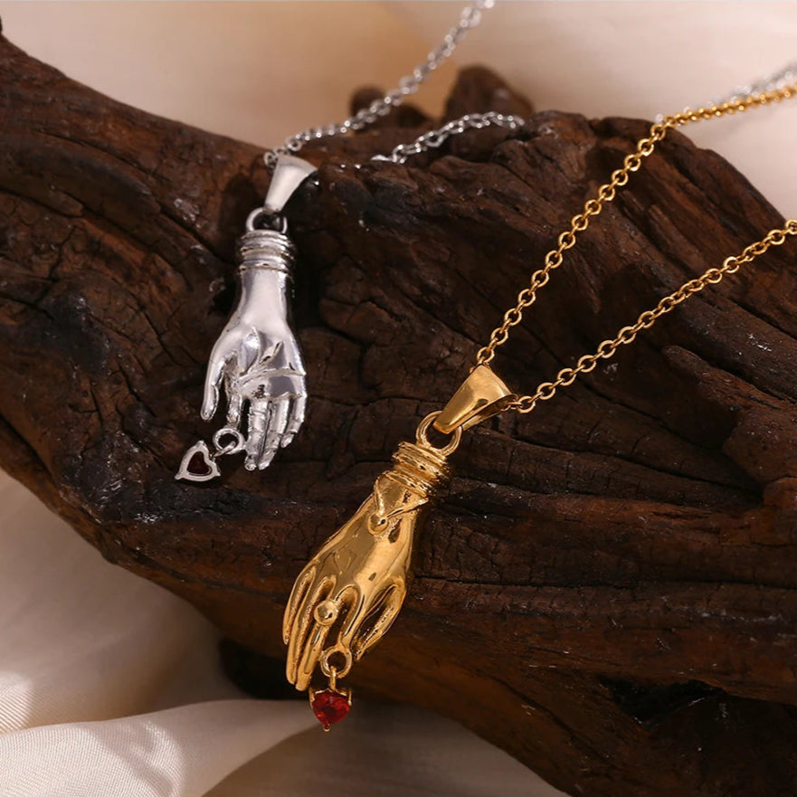 Hand Held Heart Pendant Necklace