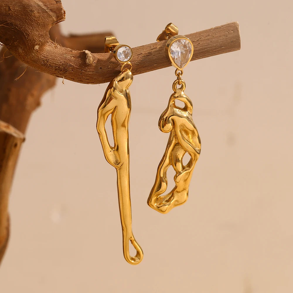 Creative Asymmetrical Earrings with Zirconia – People Embrace
