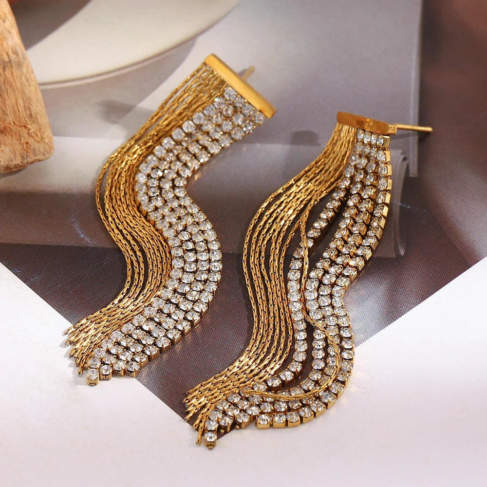Asymmetrical Earrings with Zirconia in 316L Stainless Steel