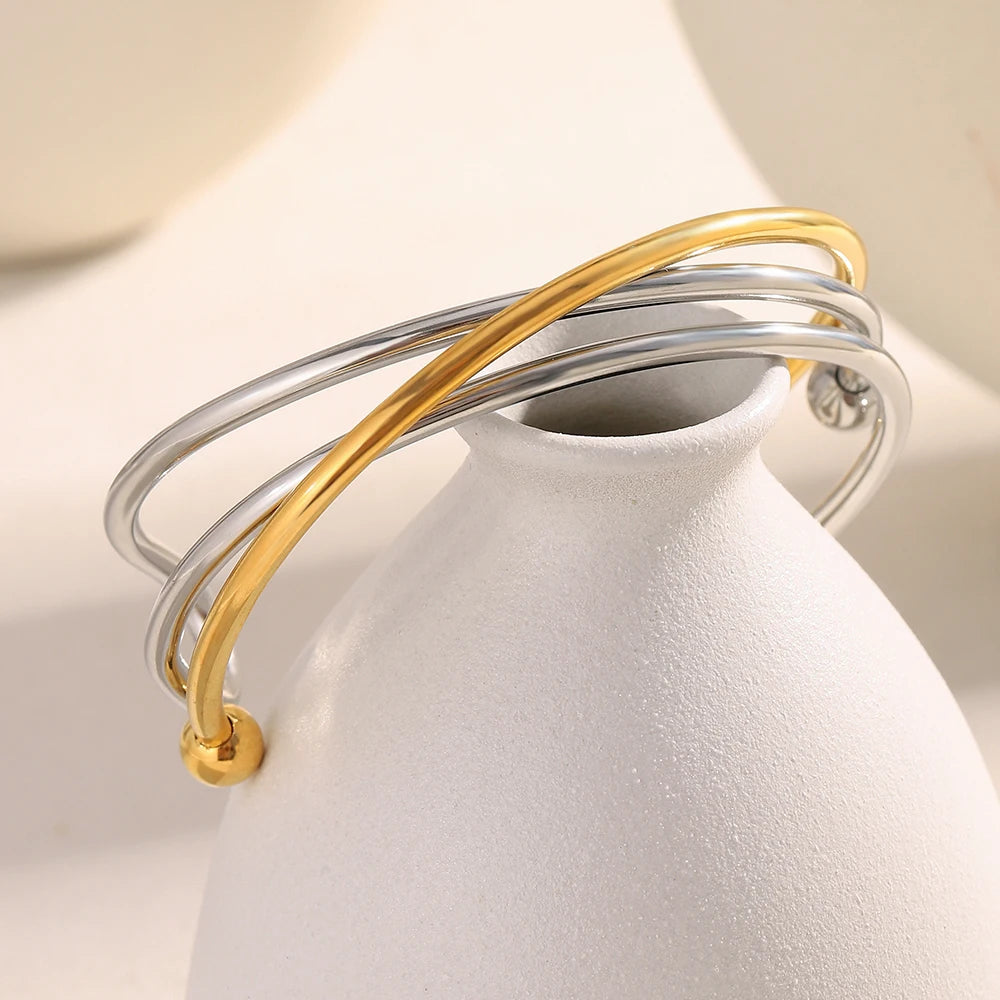 Double Colour Cross Open Bangle