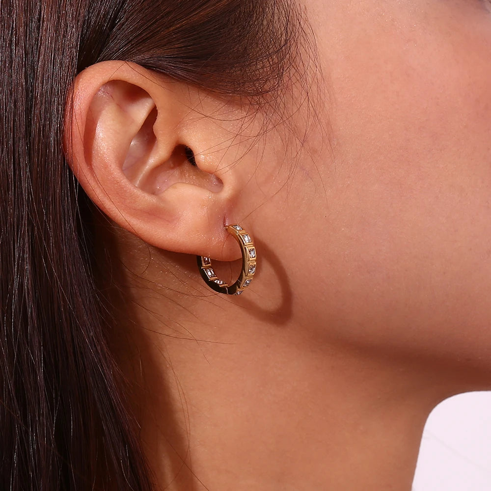 Luxury classic zirconia hoop earrings