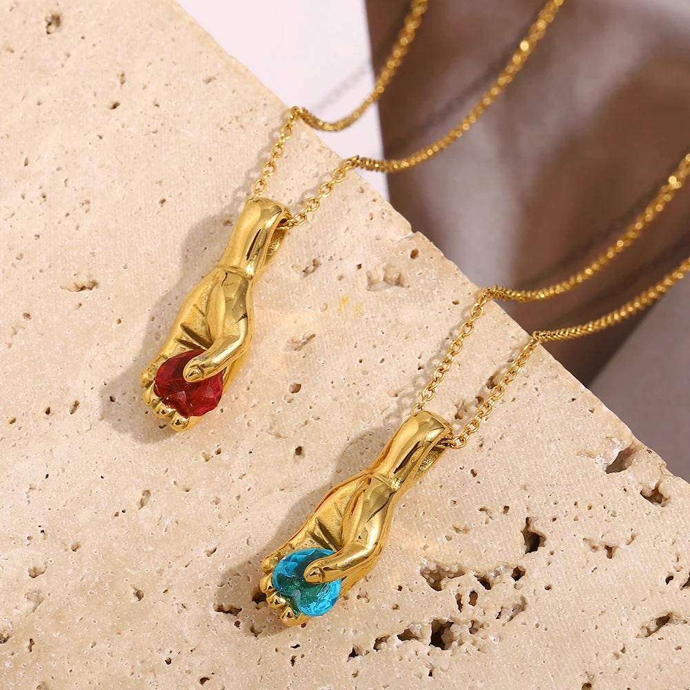 Hand Held Heart Pendant Necklace