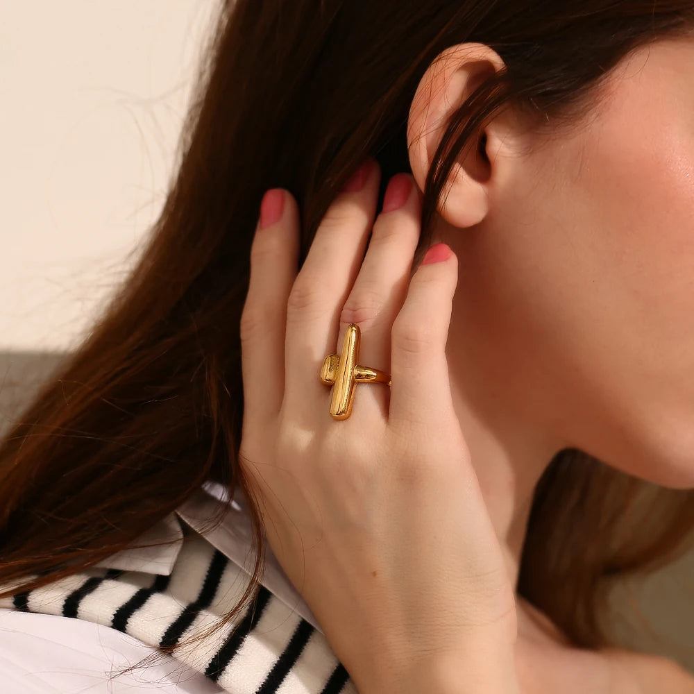 Minimalist Cactus Open Ring