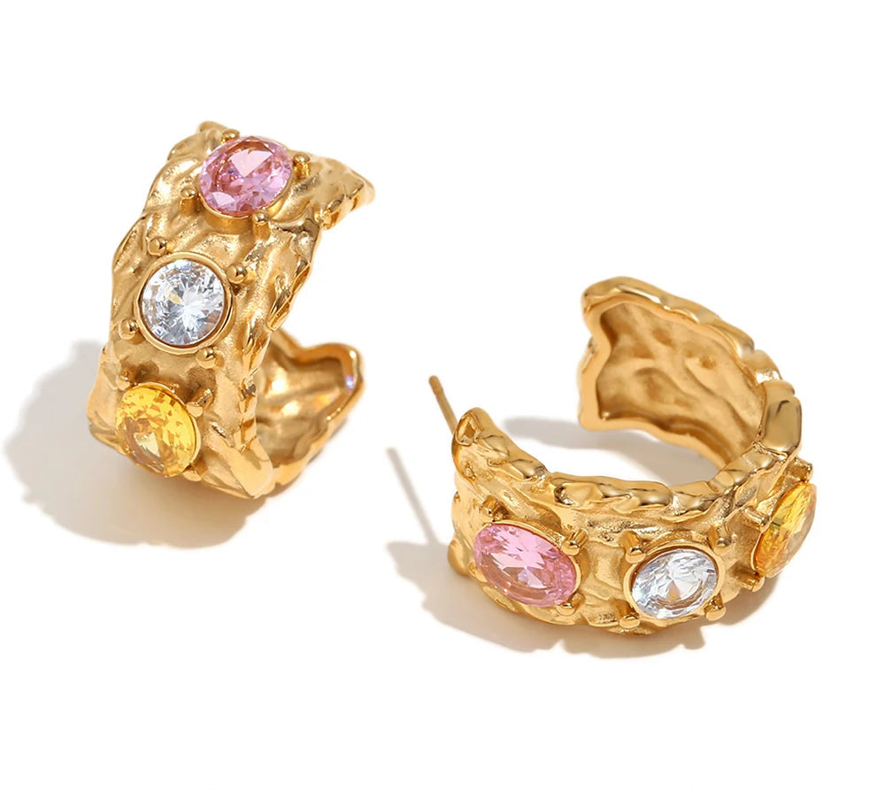 Sparkling Zircon Hoop Earrings