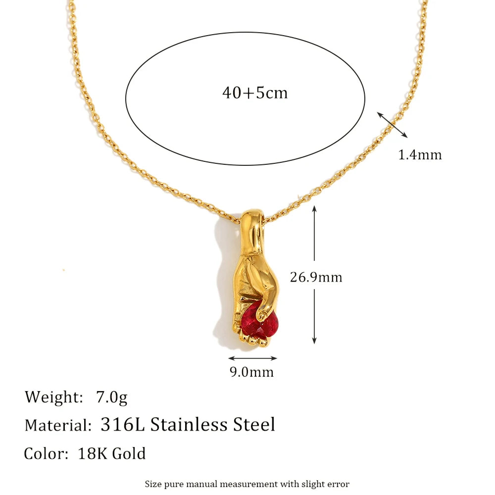 Hand Held Heart Pendant Necklace