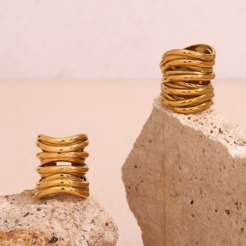 Vintage Multilayer Earrings in Stainless Steel with 18K Gold Plating