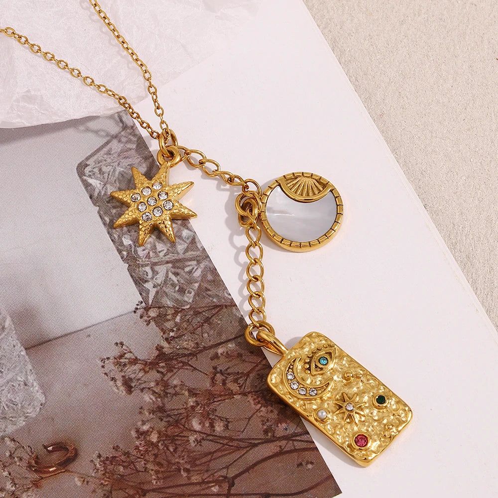 Sun Moon Star  Pendant Necklace