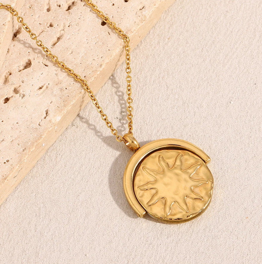 Flip Pendant Sun Moon Star Necklace