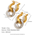 Double Layer Stainless Steel Earrings with Mixed Colors
