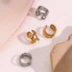 Asymmetrical Hollow Clip Earring in 316L Stainless Steel