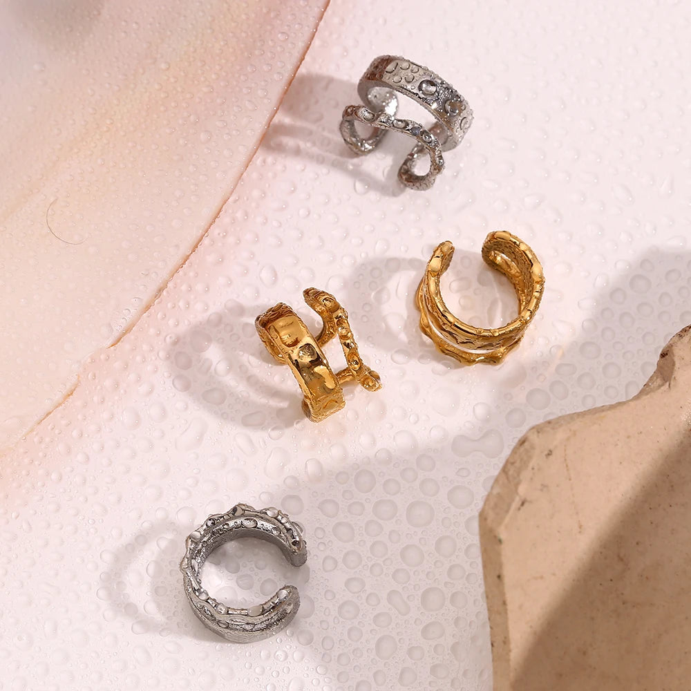 Asymmetrical Hollow Clip Earring in 316L Stainless Steel