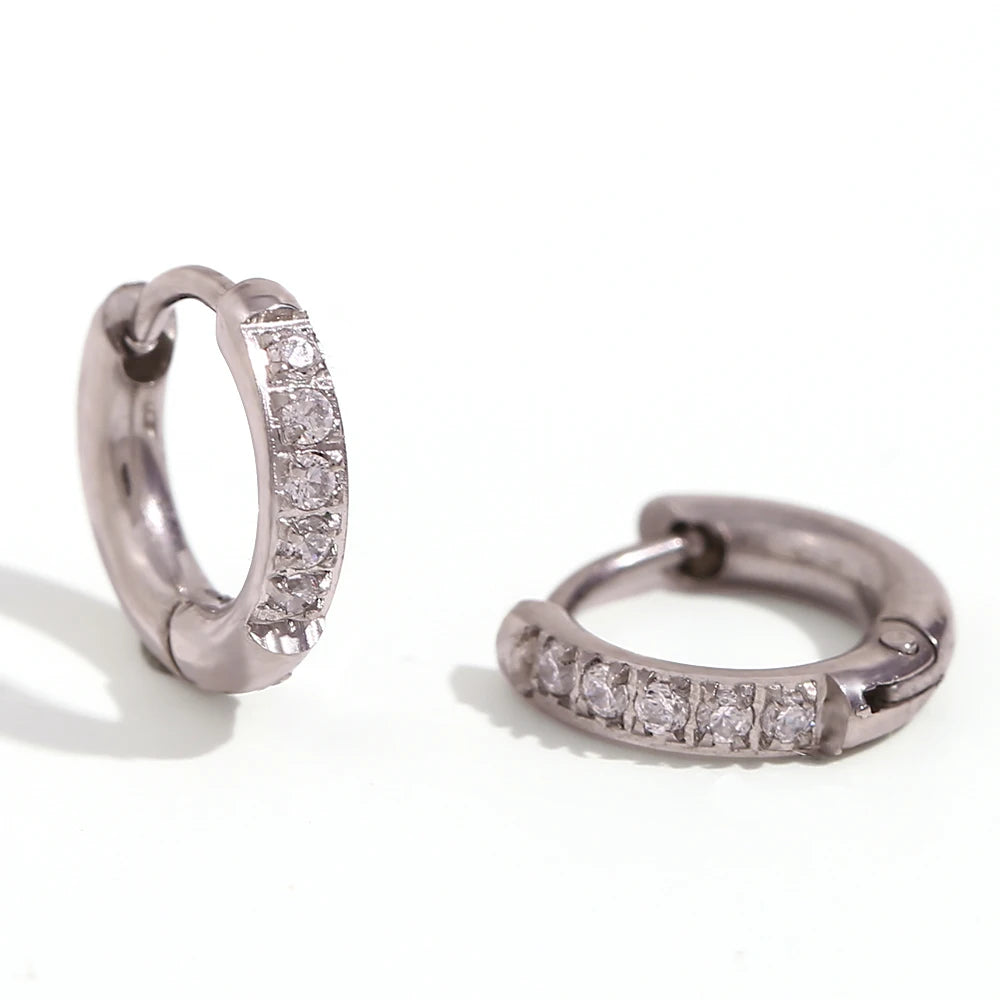 Rounded Edge Zircon Stud Earrings