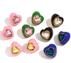 Heart Enamel Rhinestone Earrings