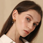 Gold Tassel Zircon Earrings