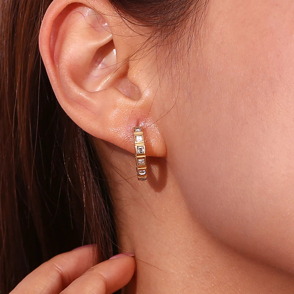Luxury classic zirconia hoop earrings