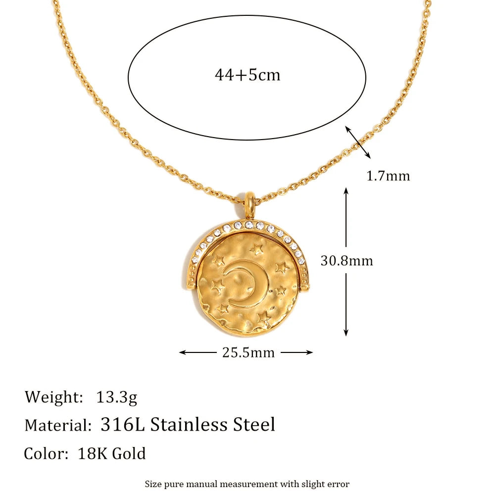 Flip Pendant Sun Moon Star Necklace