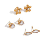 Delicate Zircon Flower Crown Stud Earrings