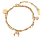 Double Layer Bead Moon & Star Bracelet