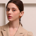 Vintage Oval Stone Hammered Earrings