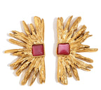 Red Agate Fan-Shaped Earrings