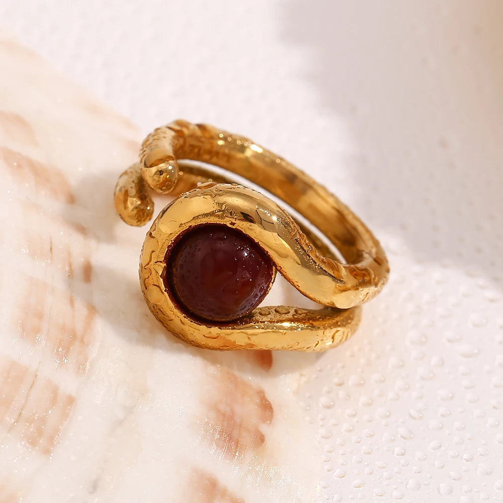Double Line Bead Open Ring