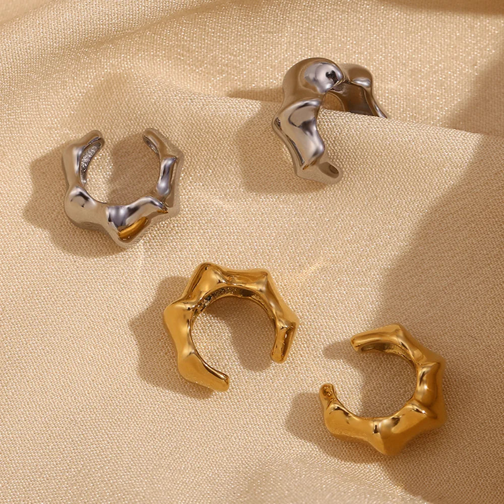 Geometric Stainless Steel Clip Earrings – New Trend