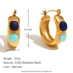 Vintage Blue Stone Hoop Earrings