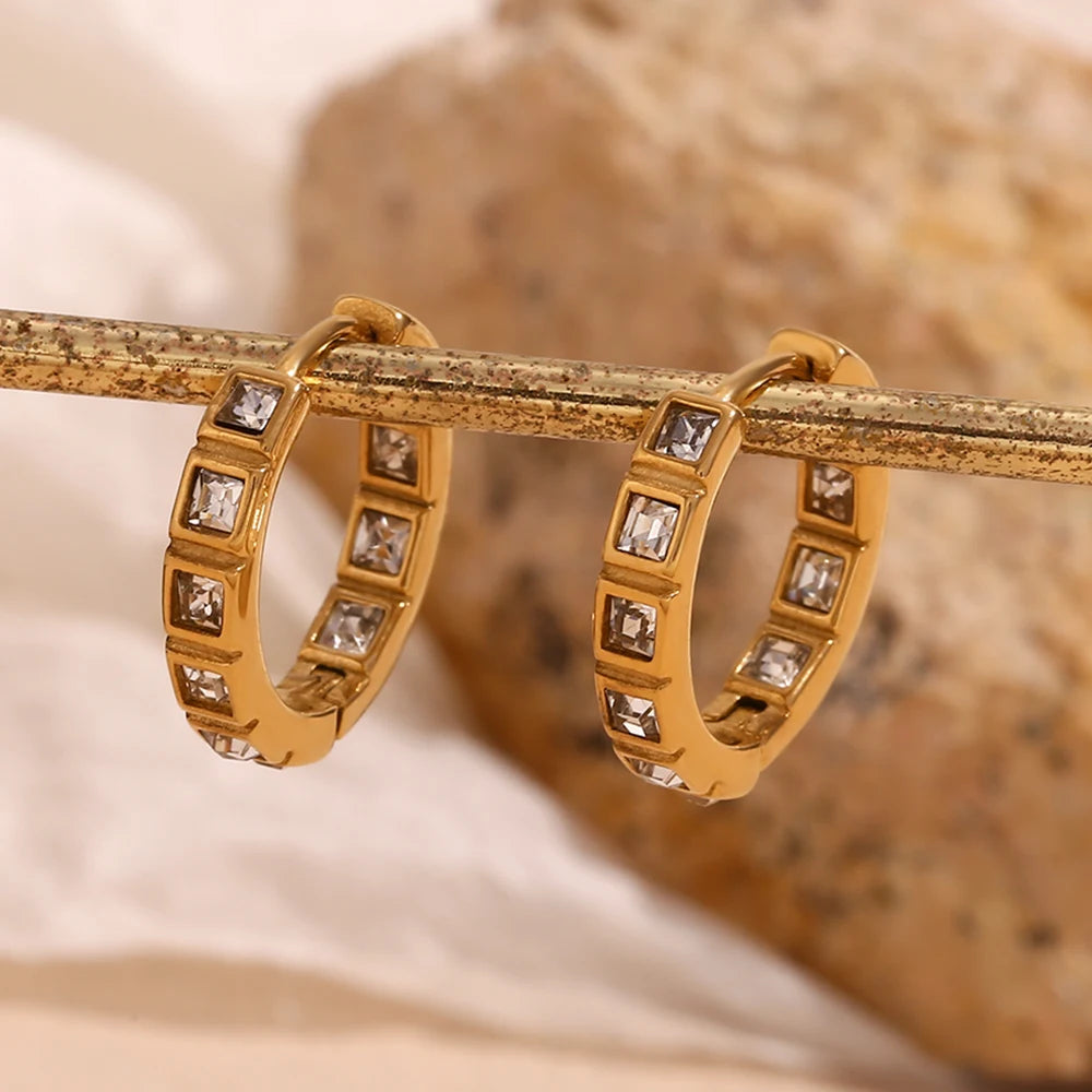 Luxury classic zirconia hoop earrings