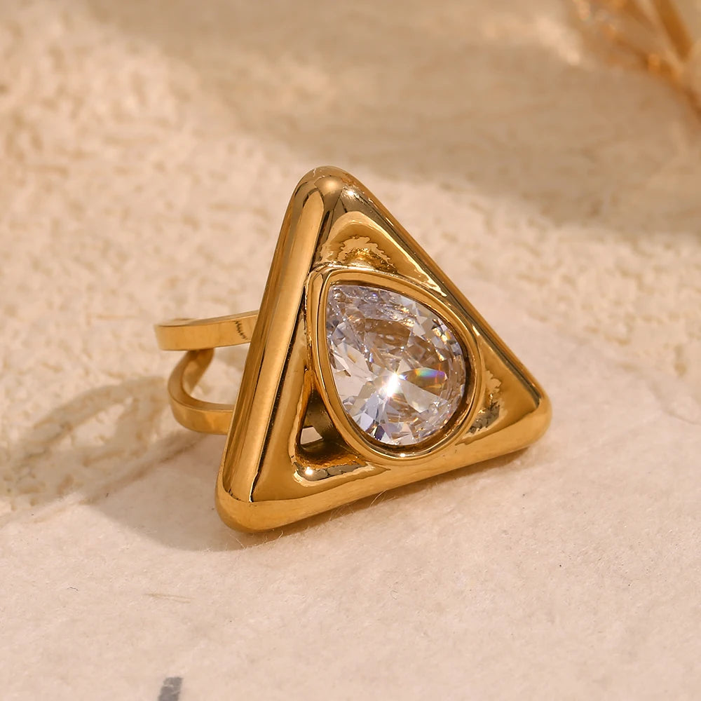 Triangle Water Drop Ring