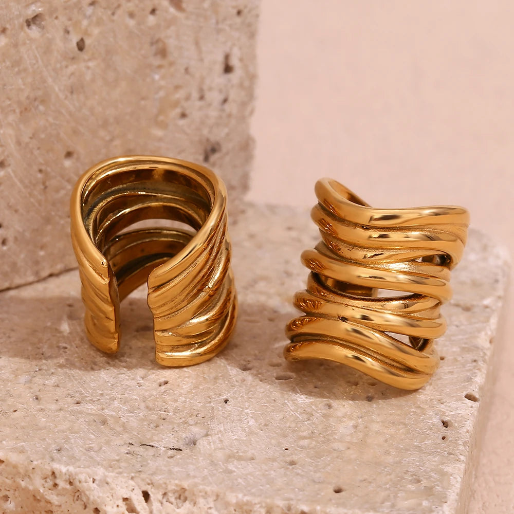 Vintage Multilayer Earrings in Stainless Steel with 18K Gold Plating