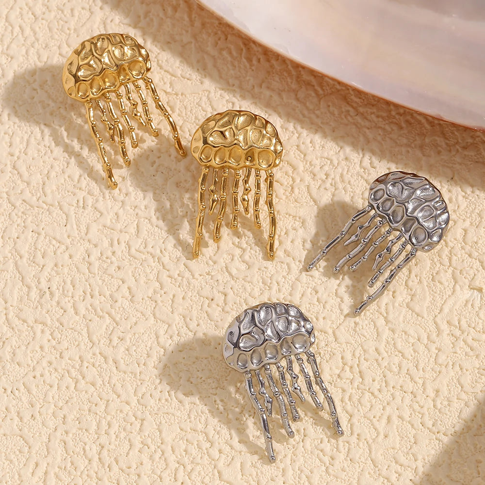Jellyfish Hammered Texture Earrings
