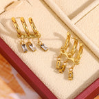 Gold Tassel Zircon Earrings